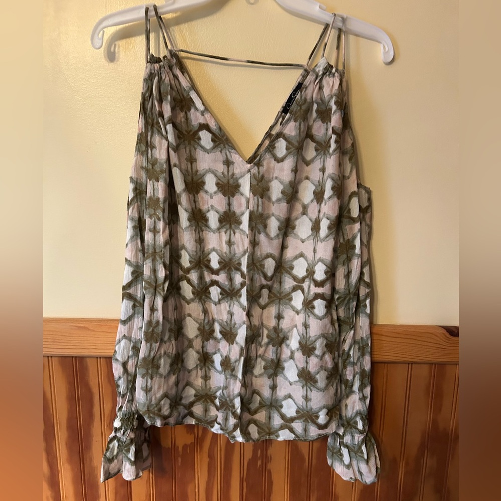 Jessica Simpson Olive Patterned Blouse